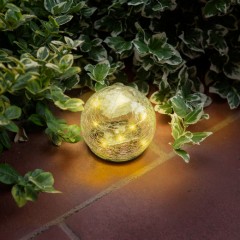 Lampa solara sfera sticla - 10 cm - 10 LED alb cald - 11760A