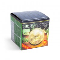 Lampa solara sfera sticla - 10 cm - 10 LED alb cald