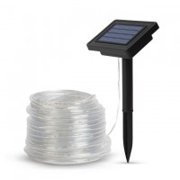 Lampa solara tip cablu - 4,9 m - alb cald, cu 50 de led-uri