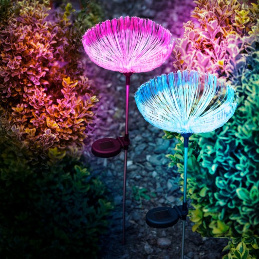 Lampă solara model meduza cu fibra optica - 80 cm - LED RGB