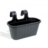 Ghiveci pentru balustrada - mare, plastic - 38 x 25 x 28 cm - negru