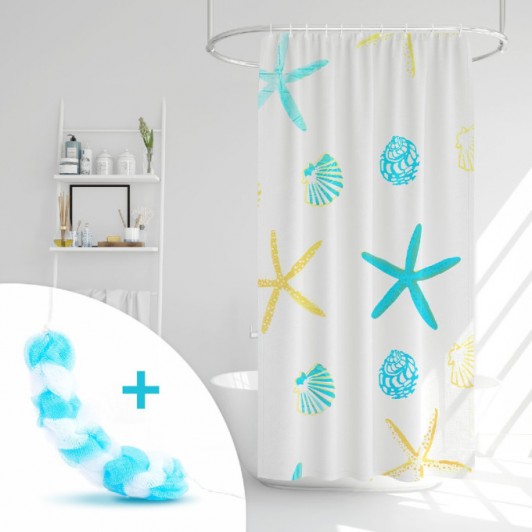 Set perdea de dus si burete de baie – 180 x 180 cm - 3 modele