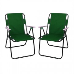 Set 2 scaune pliabile camping, cu cotiere, Arte Nova, verde, dimensiuni 80 x 48 x 38 cm