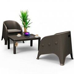 Set mobilier gradina/terasa ratan, Olivia, Asos Home, 2 fotolii cu perne + 1 masa