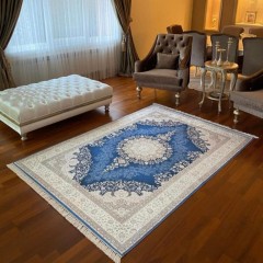 Covor clasic, living si dormitor,albastru cu crem 80x150 cm, B2TFCNDDEP_41967