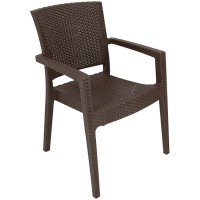 Set mobilier gradina - terasa, masa cu geam 90x150cm cu 6 scaune, plastic tip ratan, Bitter, Elite