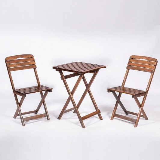 Set mobilier gradina/terasa Bistro, 2 scaune si 1 masuta, pliabile, lemn masiv,  nuc,  SMB21NUC