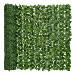 Gard paravan viu 100 cm x 300 cm dimensiuni, cu frunze artificiale, verde inchis, GARDPAR100X300