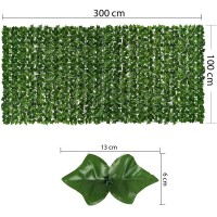 Gard paravan viu cu frunze artificiale, verde inchis, latime 100cm x lungime 300 cm, GARDPAR100X300