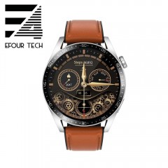 Smartwatch Efour Tech FW03, curea din piele maro, model 2022, FW03LBRN