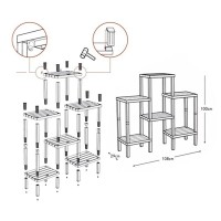 Raft organizator universal cu 6 etajere din plastic, maro, aspect lemn