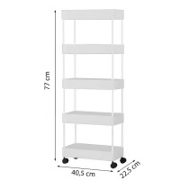 Organizator pe roti cu 5 rafturi, Arte Nova, alb