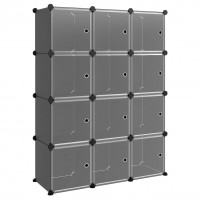 Raft - organizator modular cu 12 compartimente, 111x47x147 cm, negru