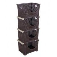 Etajera universala Hobby, rattan, cu 4 etaje