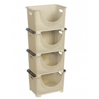 Etajera universala Hobby, rattan, cu 4 etaje