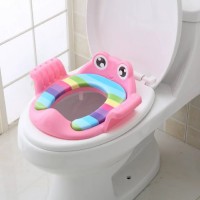 Reductor de toaleta pentru copii, cu manere, antiderapant, roz