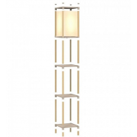 Lampadar de colt cu 3 rafturi din lemn si plastic