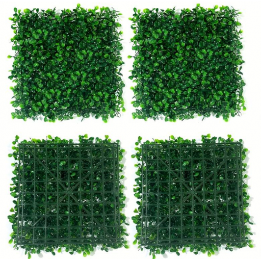 Gard paravan viu, set 10 bucati, 40 cm x 60 cm, cu frunze artificiale, verde inchis, decor/ mascare