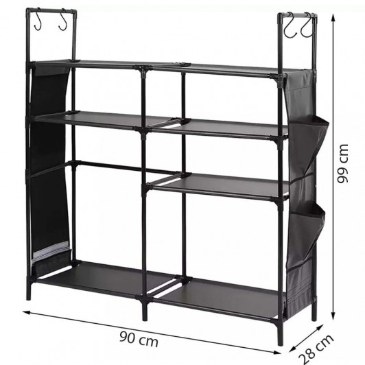 Pantofar multifuctional cu 7 rafturi ,90 x 28 x 99 cm, Artenova, negru