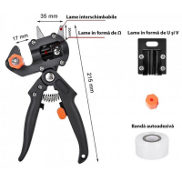 Pachet Foarfeca pentru taiat si altoit pomii, via cu 3 Lame (U, V, Ω) si 1 rola Altoire inclusa