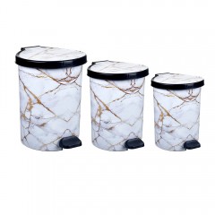Set 3 cosuri de gunoi, design deosebit, gri marmorat, XL-L-M