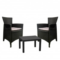 Set mobilier de gradina - terasa cu 2 fotolii cu perne si masa, aspect ratan, Forest, antracit