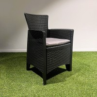 Set mobilier de gradina - terasa cu 2 fotolii cu perne si masa, aspect ratan, Forest, antracit
