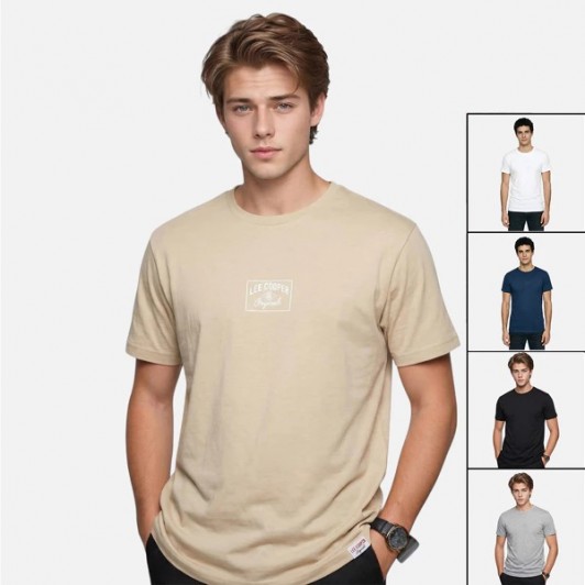 Tricou Lee Cooper ,100% bumbac,logo brodat,pentru barbati - disponibil in 4 culori