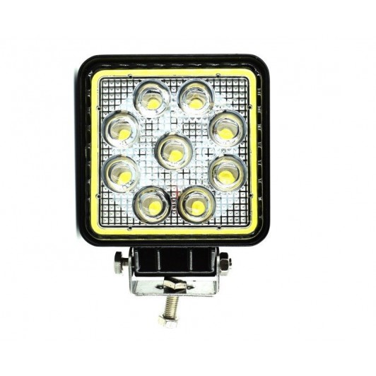 Proiector LED patrat de 27W 12/24V Spot Beam 30° cu angel eyes LW016