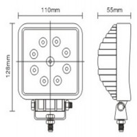 Proiector LED patrat de 27W 12/24V Spot Beam 30° cu angel eyes LW016