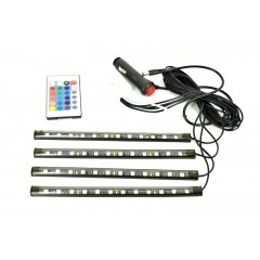 Kit banda LED SMD RGB pentru interior auto cu telecomanda -22cm