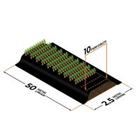 Folie mulcire 2,5 m x 50 m lungime, 15 microni, perforata pe 10 rânduri, pentru legume