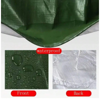 Prelata impermeabilă, 2 m x 3 m lungime, cu ochiuri metalice, 2 fete verde-gri, densitate 80 gr/mp
