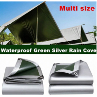 Prelata impermeabilă, 3 m x 4 m lungime, cu ochiuri metalice, 2 fete verde-gri, densitate 80 gr/mp