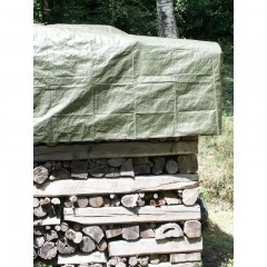 Prelata impermeabilă, 10 m x 12 m lungime, cu ochiuri metalice, 2 fete verde-gri, densitate 80 gr/mp