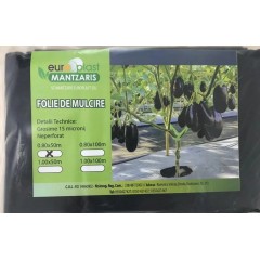 Folie mulcire 0.8 m x 50 m/ pachet, neagra, neperforata pentru legume, grosime 15 microni
