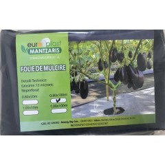 Folie mulcire neagra 1 m x 50 m lungime/ pachet, Neperforata, grosime 15 microni