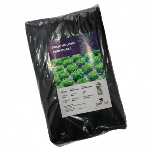 Folie mulcire neagra perforata zig-zag, 30 microni 1,2m latime x 50m lungime pachet
