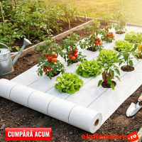 Agrotextil alb 1,65 x 100 m lungime, folie mulcire antiburuieni, densitate 100g/mp, calitate premium