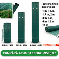 Plasă 35% Umbrire, 4 m x 50 m dimensiuni, cu ochiuri de prindere, Verde