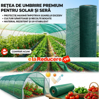 Plasă 35% Umbrire, 9 m x 100 m dimensiuni, cu ochiuri de prindere