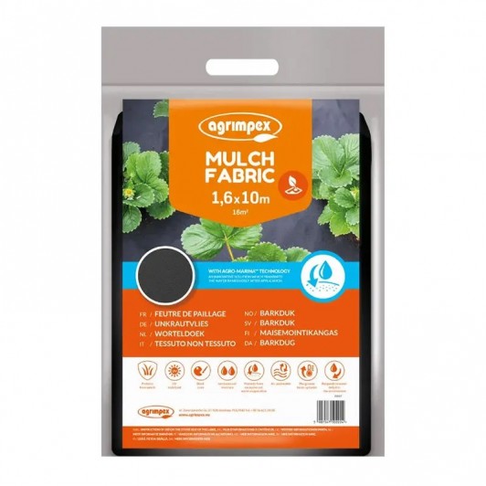 Folie microporoasa neagra pentru mulcire Agro-Marina, 50 g/mp, 1.6m x 10 m lungime, punga