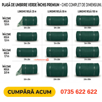 Plasa 90% Umbrie 1.7 m inaltime x 10 m lungime, cu Tiv Si Ochiuri de Prindere Gratuit 25 Coliere Plasa 90% Umbrie 1.7 m inaltime x 10 m lungime, cu Tiv Si Ochiuri de Prindere Gratuit 25 Coliere