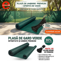 Plasa 90% Umbrire 1.5m inaltime x 25m lungime, cu Tiv Si Ochiuri de Prindere Gratuit 50 Coliere