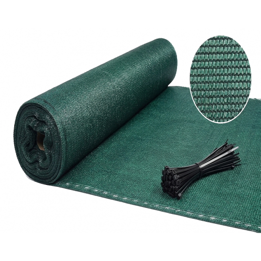 Plasa 90% Umbrire, 2 m x 25 m lungime, cu Tiv Si Ochiuri de Prindere + 50 Coliere Prindere