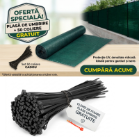 Plasa 80% Umbrire 1.5 m x 25 m lungime, cu Tiv Si Ochiuri de Prindere Gratuit 50 Coliere Plasa 80% Umbrire 1.5 m x 25 m lungime, cu Tiv Si Ochiuri de Prindere Gratuit 50 Coliere