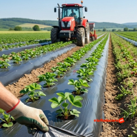 Folie mulcire  1 m x 2400 m lungime, negru , densitate15 microni, neperforata, antiburuieni