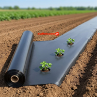 Folie mulcire 0.8 m x 2400 m lungime, negru, densitate 15 microni, previne cresterea buruienilor