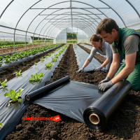 Folie mulcire legume/capsuni 1.4m x 25m lungime  70 microni,  negru - Punga