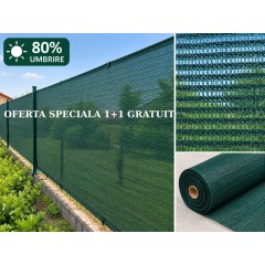 SUPER OFERTA-1+1 GRATIS-Plasa umbrire 80%, verde, 1,5 m inaltime x 10 m lungime